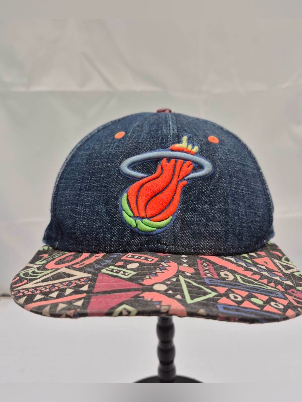 Miami Heat New Era Hat Cap 9FIFTY Snapback Denim Technicolor Aztec Geometric 90s